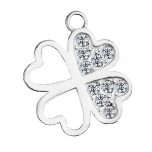 Př&iacute;věsek - jetel s krystaly GAVBARI*stř&iacute;bro AG 925*CHARM 82 ver.2 13x15 mm