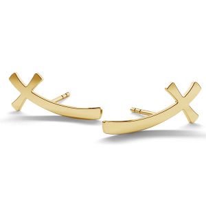 Náušnice kríža zlato 14K LKZ-00690 KLS (L+P) - 0,30 mm