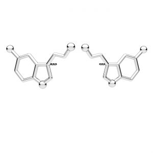 Serotonin chemický vzorec náušnice, stříbro 925, ODL-00463 KLS (L+P)