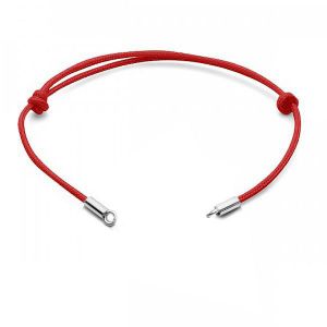 Náramek z voskovaného provázku - nastavitelný - červený*stříbrný AG 925*J-STRING BRACELET 23 13,5-24,50 cm