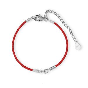 Dvoudílný provázkový náramek s prodloužením - červený*stříbrný AG 925*J-STRING BRACELET 25 15,5-19,50 cm