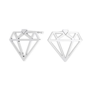 Diamant náušnice, stříbrný 925, KLS LKM-3010 - 0,50 10,2x11,7 mm
