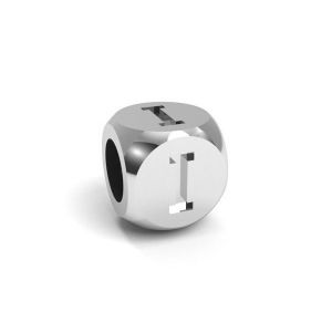 Př&iacute;věsek - kostka s p&iacute;smenem I, stř&iacute;brn&yacute; A, CUBE I 4,8x4,8 mm