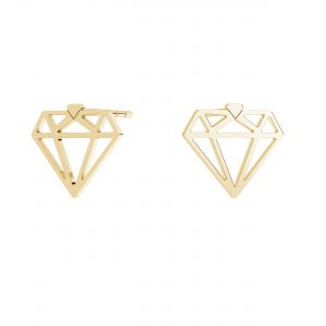Diamant náušnice, zlato 14K, KLS LKZ14K-50115 10,2x11,7 mm - 0,30 mm