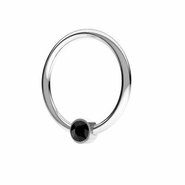 Kulatý přívěsek s černým krystalem, stříbrný 925, ODL-00703 13,5 mm ver.3