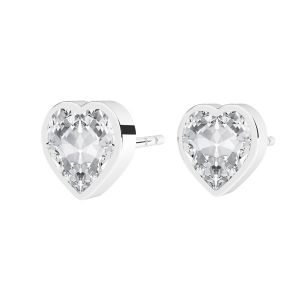 Náušnice s křišťálovým srdcem*stříbro 925, KLS ODL-01044 6,4x6,8 ver.2 mm
