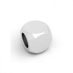 Př&iacute;věsek - kostka PR&Aacute;ZDN&Yacute;, stř&iacute;brn&yacute;, CUBE BLANK 4,8x4,8 mm
