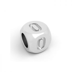 Přívěsek - kostka s číslice 0, stříbrný, CUBE 0 4,8x4,8 mm