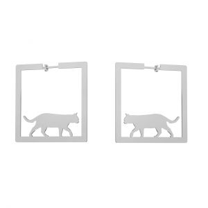 Kočka, náměstí náušnice, stříbrný 925, KLS LKM-3245 - 0,80 40x40 mm