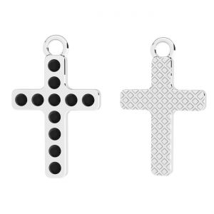 Kříž s černými krystaly, stříbra 925, OWS-00244 ver.3 12,3x20 mm