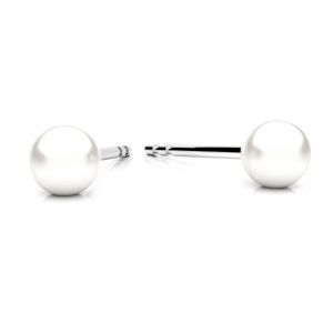 Náušnice - perla 4 mm, stříbro 925, KLS-38 4x16,2 mm