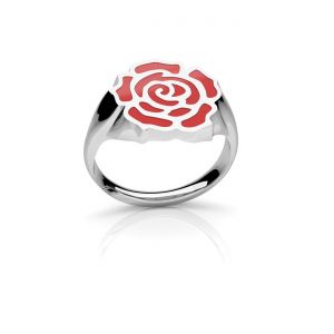 Prsten ruže, červená pryskyřice*stříbro 925*OWS-00311 2,3x13,4 mm R-15 ver.2