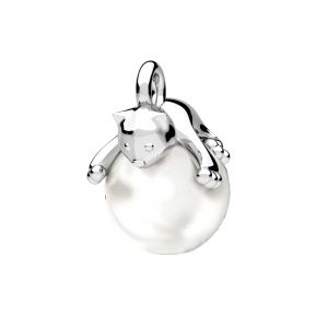 Přívěsek kočka, bílá perla*stříbro AG 925*ODL-00452 10x14 mm ver.2