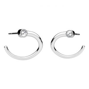 Náušnice pecková - zatočená s kamenem*stříbrná AG 925*KLS OWS-01034 15x16 mm L+P ver.2