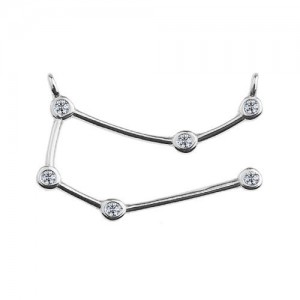 Connector pendant - zodiac sign with stone - Gemini*sterling silver AG 925*S-CHARM 358  