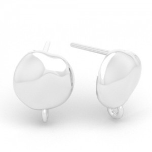 Stud earring - irregular circle with hanging loop*sterling silver AG 925*SZ 167