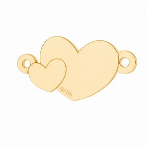 Zlat&yacute; př&iacute;věsek konektoru - dvě srdce*zlato AU 375*LKZ9K-30022 - 0,30 8,7x17 mm